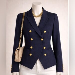 FLATTERING!! ✨Banana Republic Navy Double Breasted Cropped Blazer - Gold Buttons